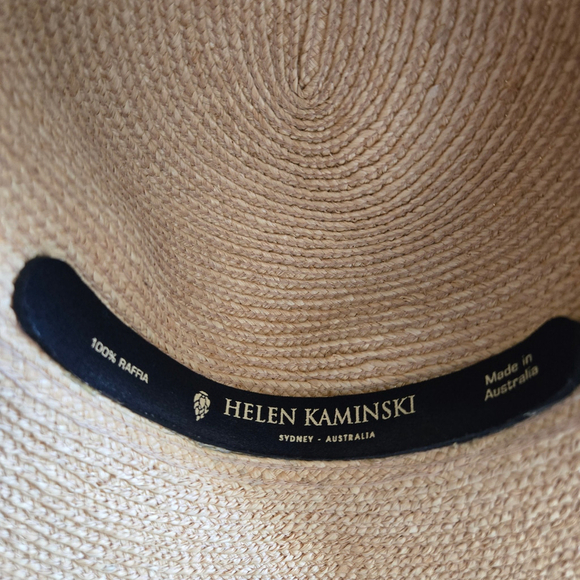 Helen Kaminski Raffia Hat with Black Ribbon wide rim 5" - Picture 5 of 5